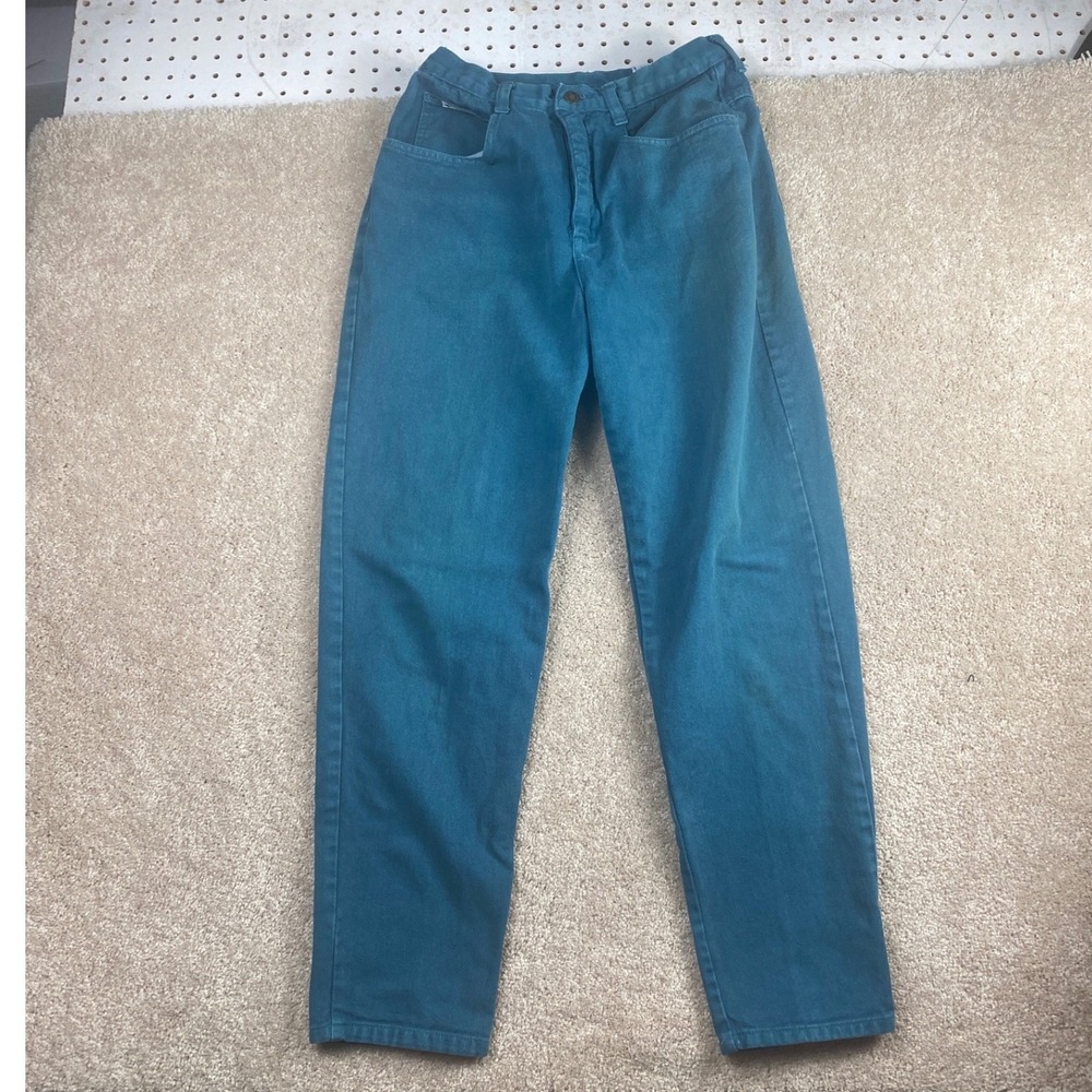 Vintage Not Guilty High Waisted Teal Blue‎ Tapered Mom Jeans Womens 11/12 USA